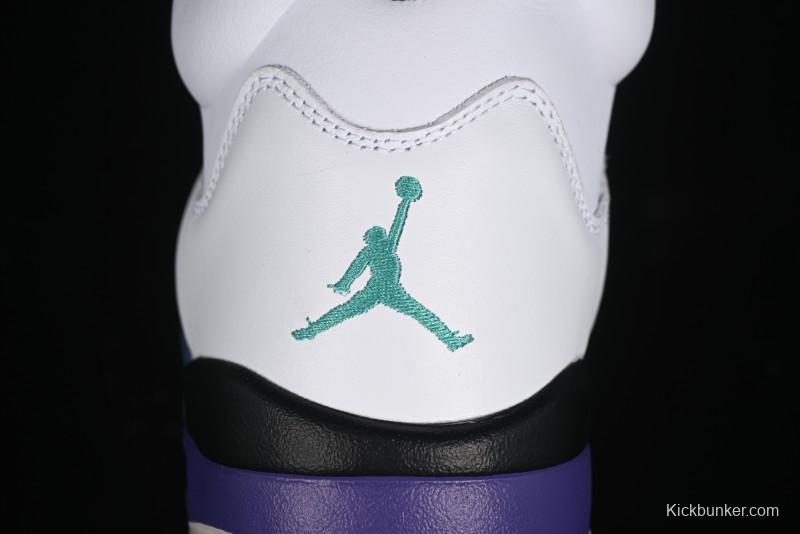 Nike Air Jordan 5 Retro Sneakers in White and Purple Grape Colorway - 136027-108