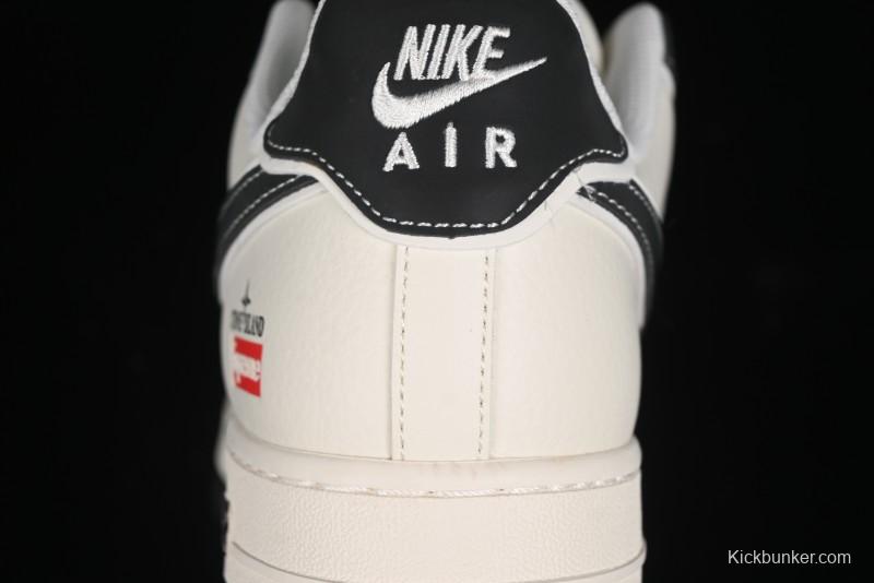 Nike Air Force 1 '07 Low Stone Island x Supreme Collaboration - Off-White Black Heel Casual Sneakers - BB1616-307