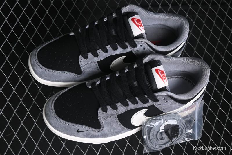 Nike SB Dunk Low Supreme Collaboration - Carbon Black Grey Pig Anniversary High-End Custom Low-Top Casual Skate Shoes - XX3186-206