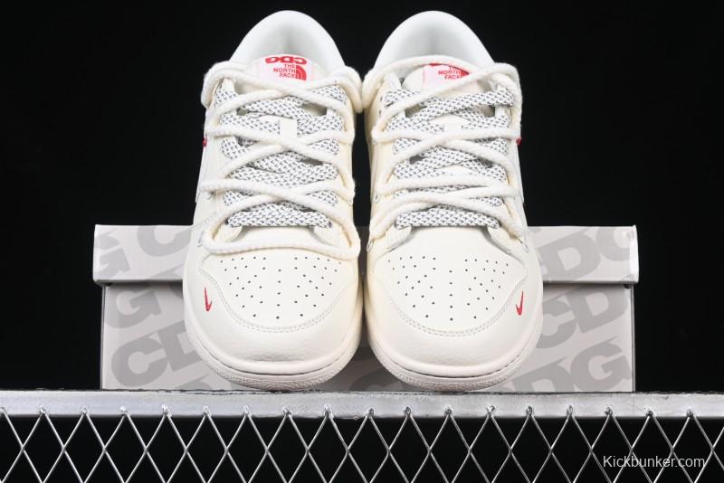 Nike SB Dunk Low x The North Face x Supreme Series - Strap Beige White Hook Anniversary High-End Custom Low-Top Casual Skate Shoes - YX5066-229