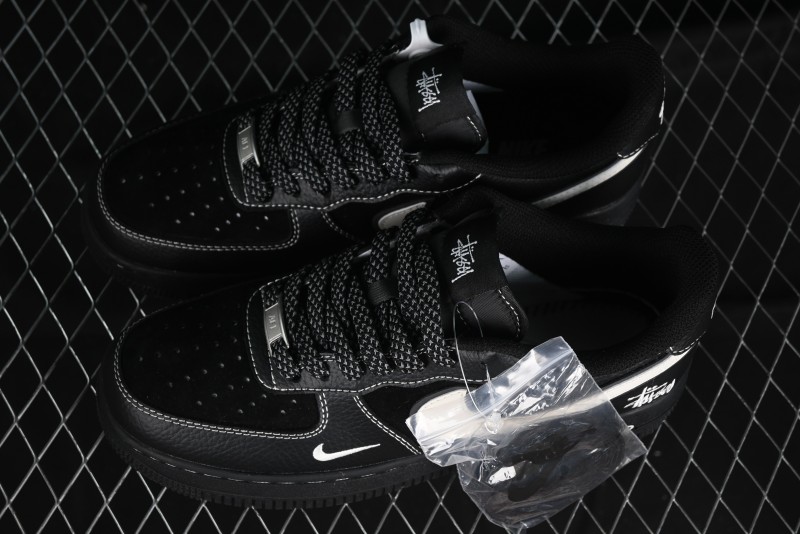 Nike Air Force 1 '07 Low Stussy Collaboration - Samurai Black Low-Top Casual Sneakers - XZ6188-969