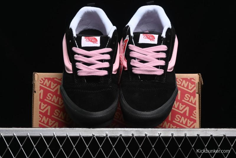 Vans Knu Skool Low Top Retro Sneakers in Black Pink with Big Logo - VN0009QC6BT1