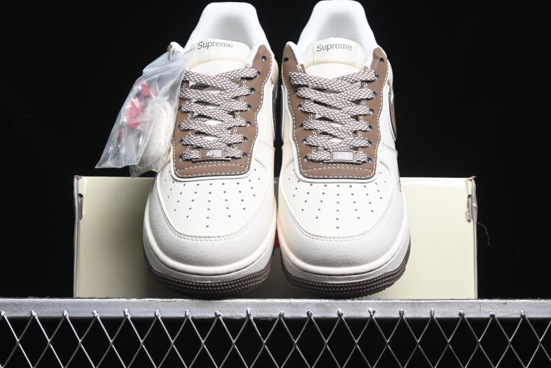 Nike Air Force 1 '07 Low Stone Island x Supreme Collaboration - Beige Brown Swoosh Casual Sneakers - BB1616-306