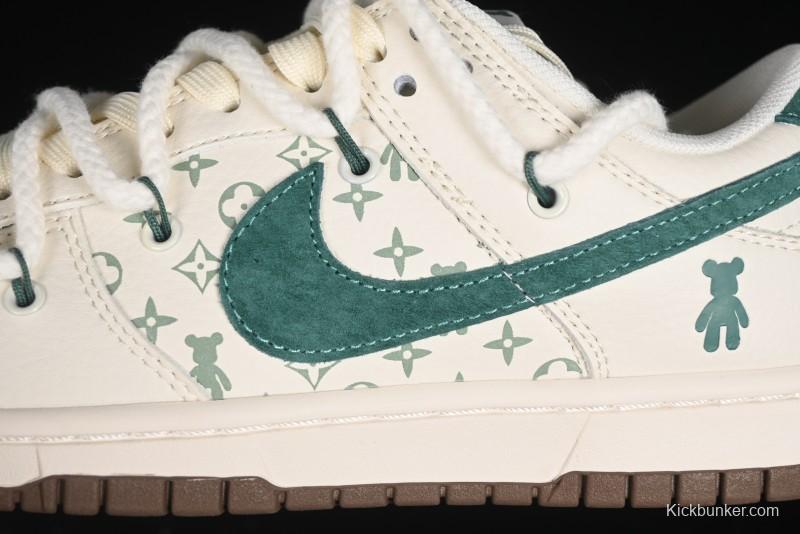 Nike SB Dunk Low Violent Bear Series - Strap Beige Green Check Anniversary High-End Custom Low-Top Casual Sneakers - SJ2068-292