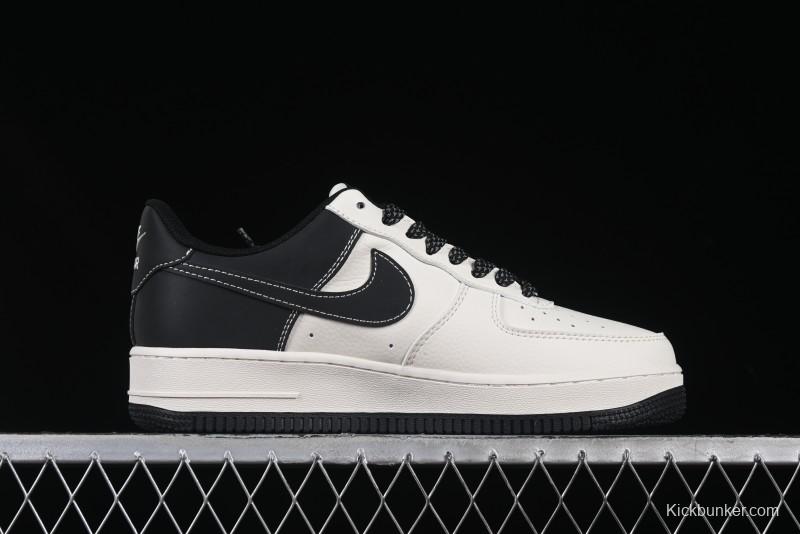 Nike Air Force 1 '07 Low Stone Island x Supreme Collaboration Beige Black Patchwork Low-Top Casual Sneakers - HH7518-042
