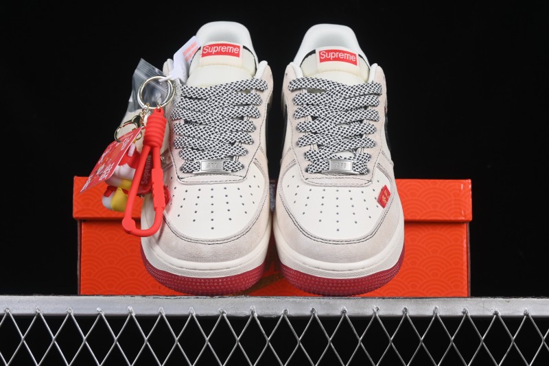 Nike Air Force 1 '07 Low Supreme Snake Year Limited Edition Black Snake Swoosh Low-Top Casual Sneakers - HH7518-033