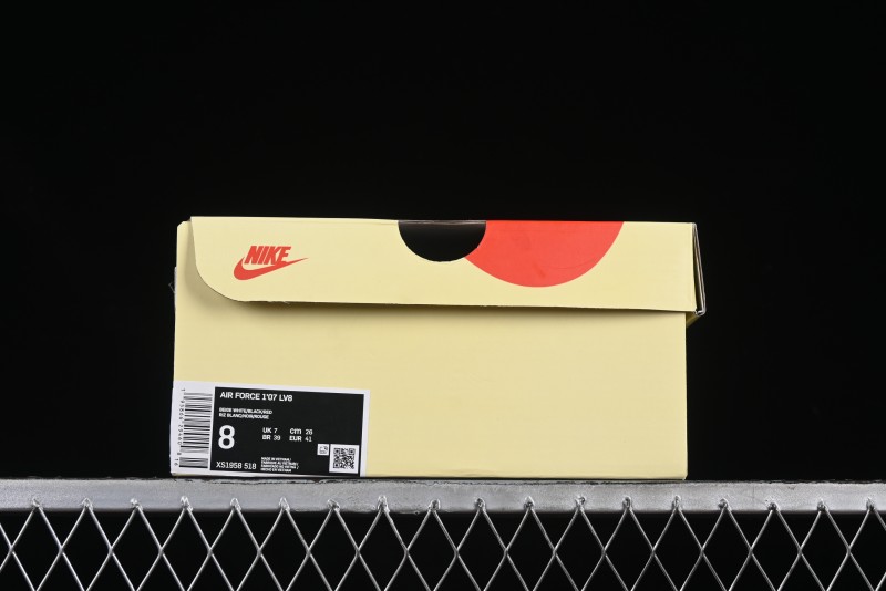 Nike Air Force 1 '07 Low Stussy Collaboration Black Stitch Red Swoosh Casual Sneakers - XS1958-518