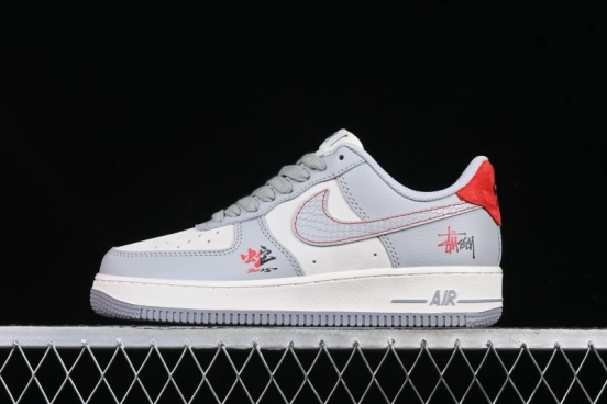 Nike Air Force 1 '07 Low Stussy Lunar New Year Snake Limited Edition Grey Snake Low-Top Casual Sneakers - DM6688-027
