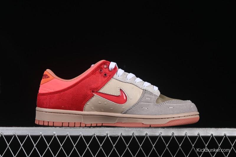 Nike Clot x Dunk Low SB 'What The' Casual Sneakers with Silk, Terracotta, and Holographic Elements - FN0316-999