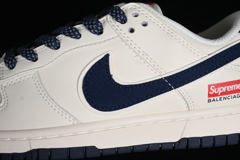 Nike Supreme x SB Dunk Low Balenciaga Collaboration - Off White Blue Canvas Anniversary High-End Custom Low-Top Casual Sneakers - XX2025-310