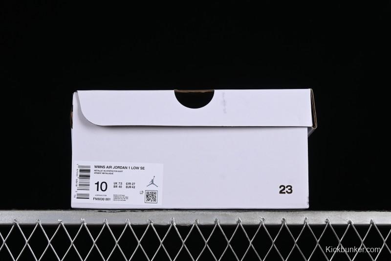 Nike Air Jordan 1 Low "Metallic Silver" Casual Sneakers with Metallic Finish - FN5030-001