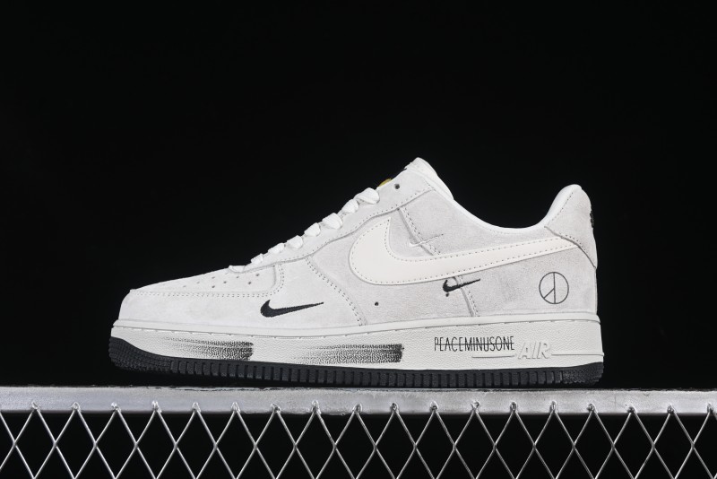 Nike Air Force 1 '07 Low Grey Pig Suede Graffiti Casual Sneakers - DF0188-035