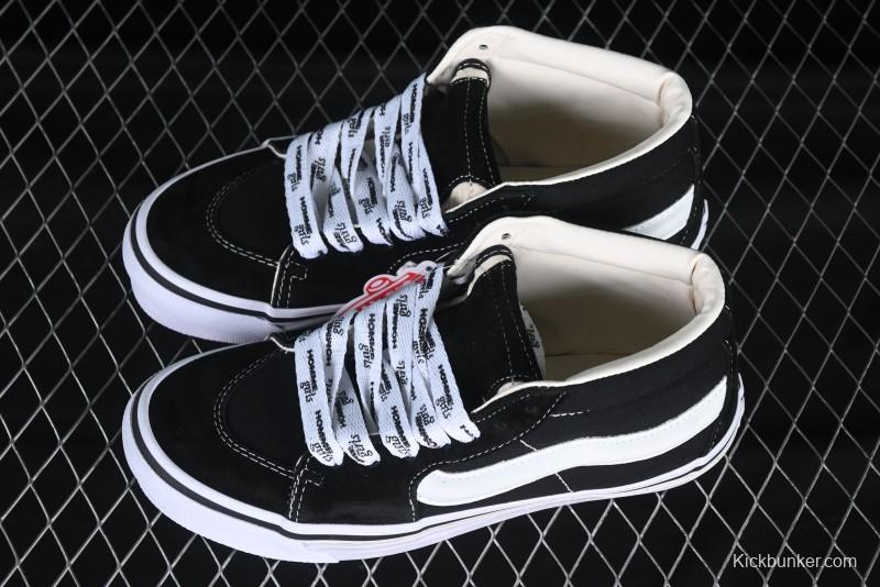 Vans HommeGirls x Vans Sk8-Mid Fashion Casual Mid-Top Canvas Sneakers with Bold Side Stripes - VN000NBNCJK