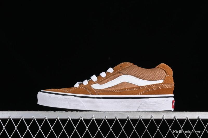 Vans Caldrone Classic American Retro Skate Shoes in Brown Orange - VN000CXZ1OU