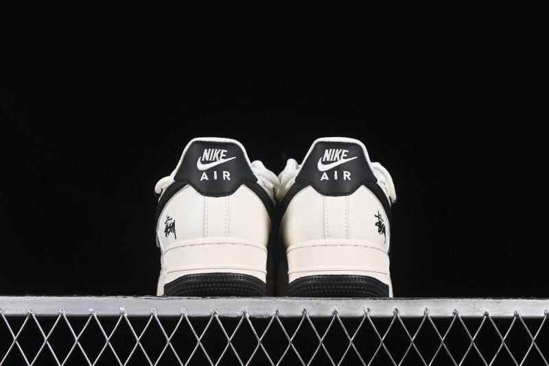 Nike Air Force 1 '07 Low Stussy Collaboration Beige Black Drawstring Casual Sneakers - SJ1198-109
