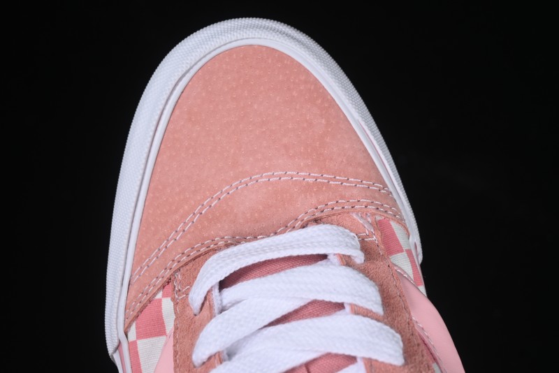 Vans Knu Skool Low Top Comfortable Slip Resistant Wear Resistant Casual Sneakers in Pink Checker - VN0009QCREV
