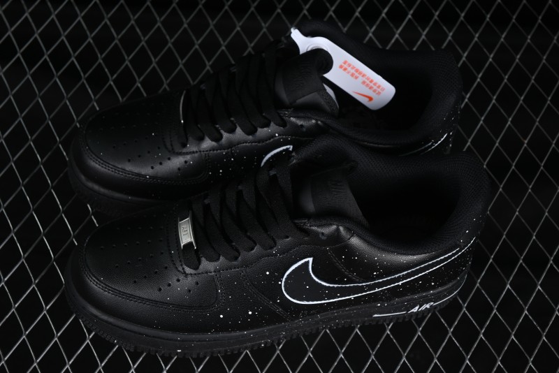 Nike Air Force 1 '07 Low 2D Anime Theme Black White Splatter Casual Sneakers - CK0316-059