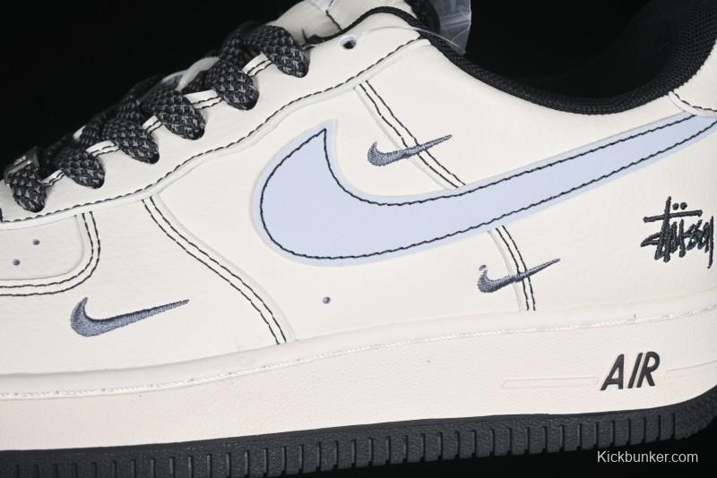 Nike Air Force 1 '07 Low Stussy Collaboration Embroidered Mini Swoosh Casual Sneakers - XZ6188-630