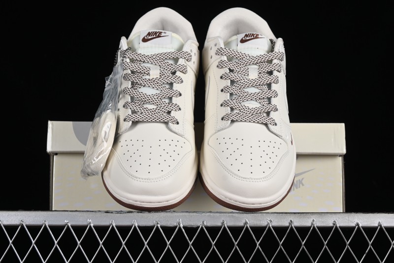 Nike SB Dunk Low LV Collaboration - Double Swoosh Beige Brown Anniversary High-End Custom Low-Top Casual Skate Shoes - XX2025-309