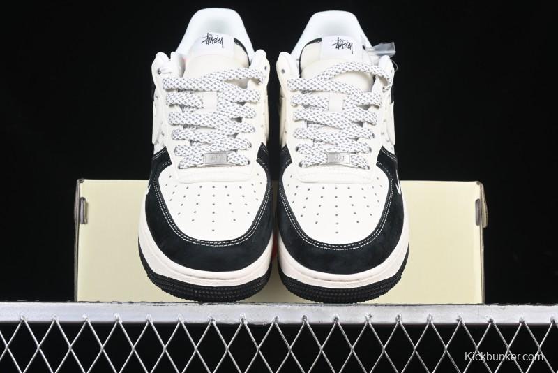 Nike Air Force 1 '07 Low Stussy Collaboration - Black White Casual Sneakers - XZ6188-671