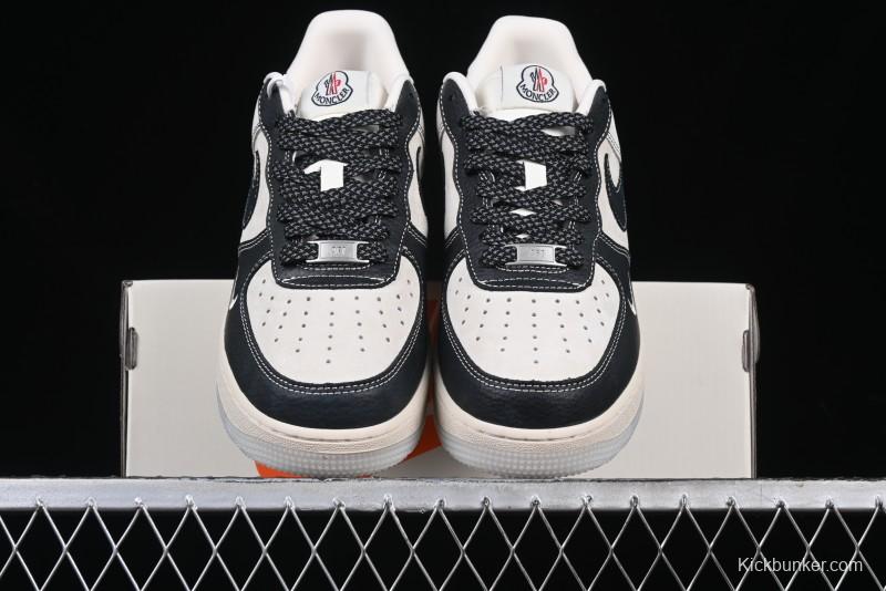 Nike Air Force 1 '07 Low Moncler Collaboration - Black Lychee Grain Pigskin Low-Top Casual Sneakers - CH6336-514