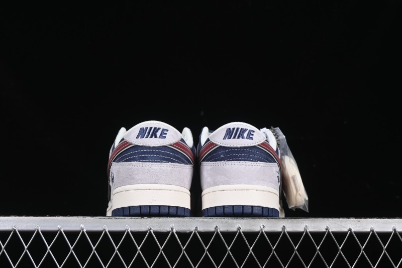 Nike SB Dunk Low Stussy Collaboration Black Burgundy Swoosh Anniversary Custom Low-Top Casual Skate Shoes - DM6868-022