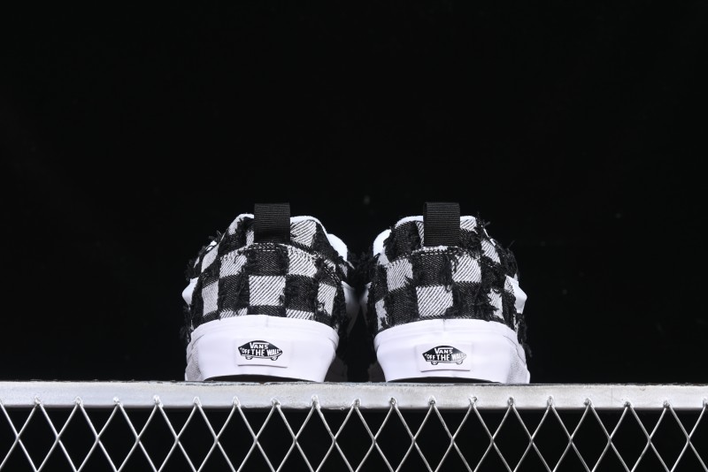 Vans Knu Skool Checkerboard Washed Denim Low-Top Casual Skate Shoes - VN000CS0239