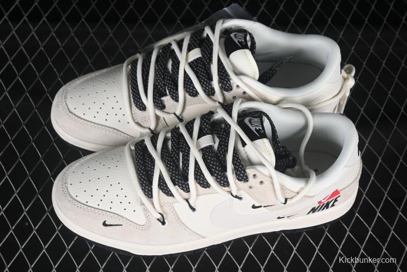 Nike SB Dunk Low Collaboration Sneakers - Red Tag Beige Black Anniversary Custom Edition - XX3168-118