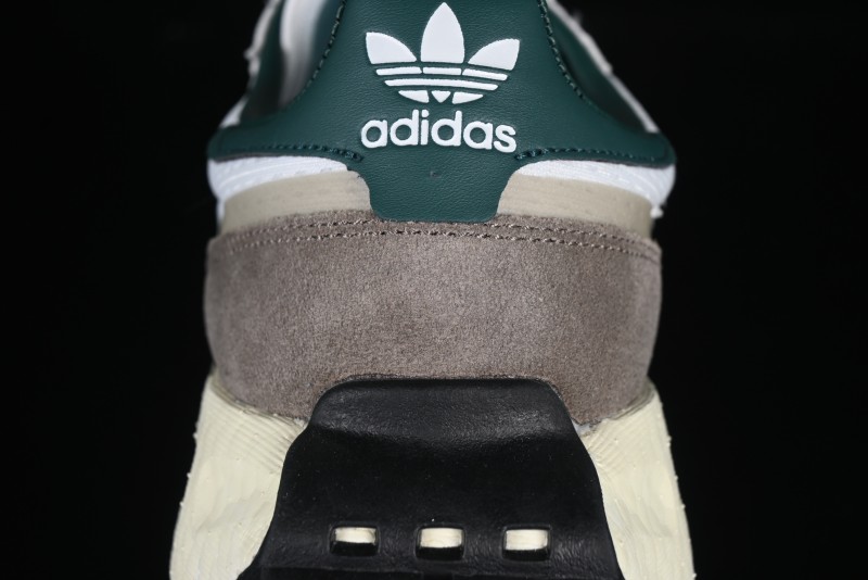 Adidas Retro-Inspired Sneakers - White, Grey & Green with Boost Sole