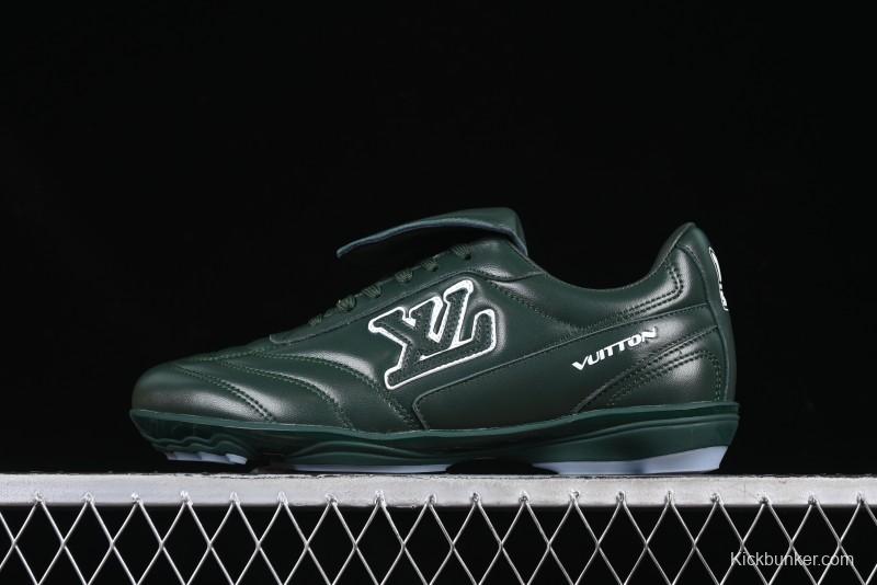 Louis Vuitton Footprint Soccer 2025 Spring Summer Collection Round Toe Lace-Up Low Top Lifestyle Casual Shoes - D.GREEN