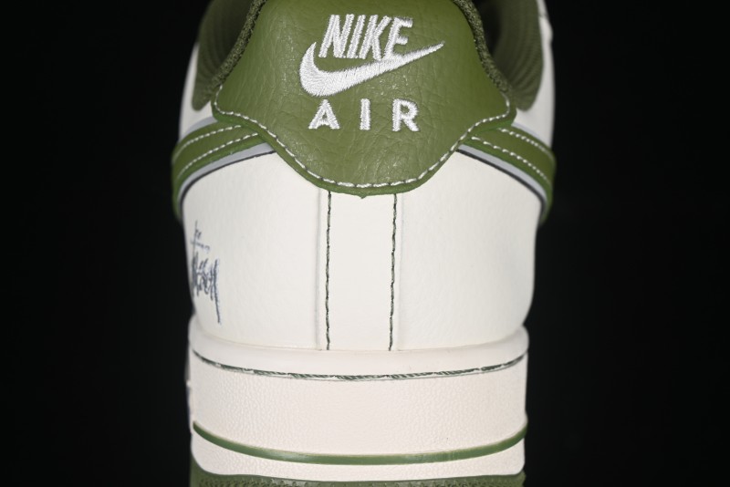 Nike Air Force 1 '07 Low Stussy Collaboration Dual-Tone Beige Green Casual Sneakers with Strap - XS1958-525