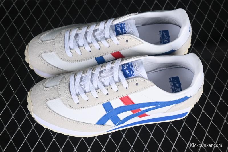 Onitsuka Tiger Vintage Runner Sneakers - White/Grey with Blue & Red Accents