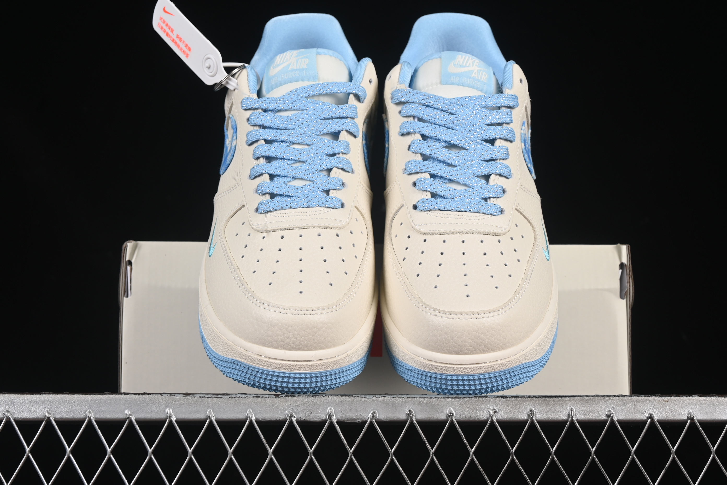 Nike Air Force 1'07 Low Dior Collaboration Beige Blue Checkered Casual Sneakers - KK1988-072