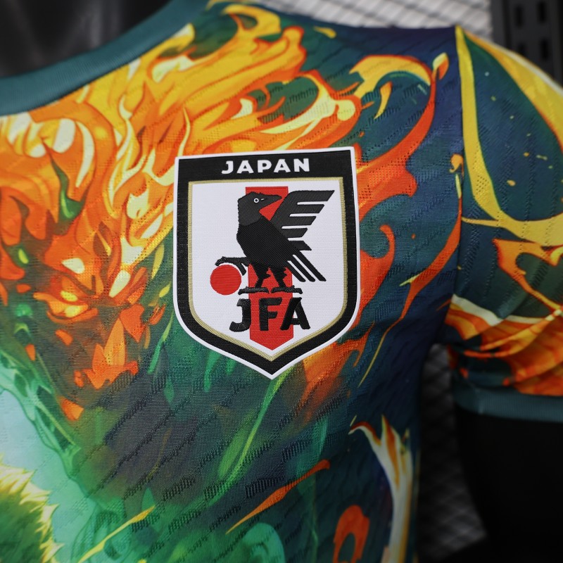 Player Version 2025 Japan Jersey with Samurai Design and Fiery Background