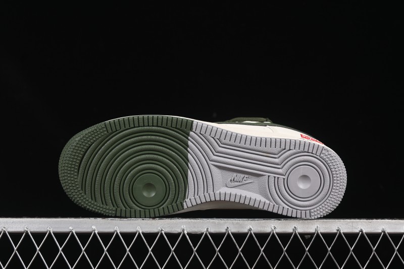 Nike Air Force 1'07 Low Supreme Collaboration Dual-Tone Grey Green Lace-Up Casual Sneakers - DM6868-070