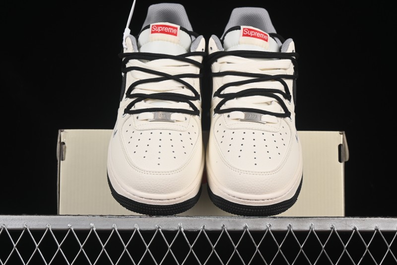 Nike Air Force 1 '07 Low Supreme Collaboration Dual-Tone Grey Black Drawstring Casual Sneakers - DM6868-069