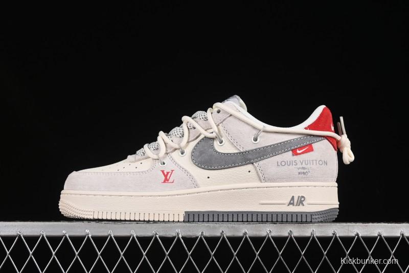 Nike Air Force 1 '07 Low LV Collaboration Two-Tone Red Heel Drawstring Casual Sneakers - DM6868-084