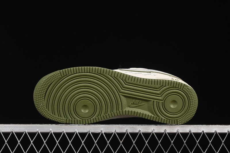 Nike Air Force 1 '07 Low Supreme Collaboration Military Green Multi Swoosh Casual Sneakers - XX3168-148