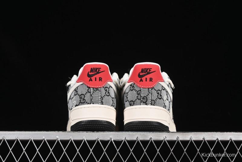 Nike Air Force 1'07 Low Gucci Collaboration Grey Pattern Drawstring Casual Sneakers - YX5066-319