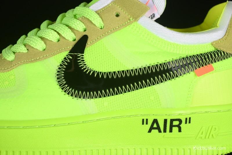 Nike Off White x Air Force 1 Low OW Collaboration Transparent Yellow Sneakers - AO4606-700