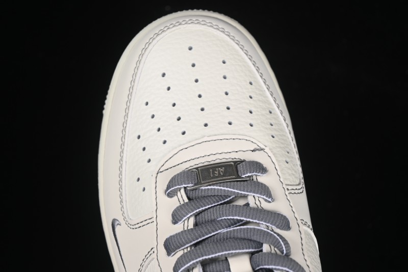 Nike Air Force 1 '07 Low Casual Sneakers in Cream Grey with Full-Length Air Cushion - SC9207-534
