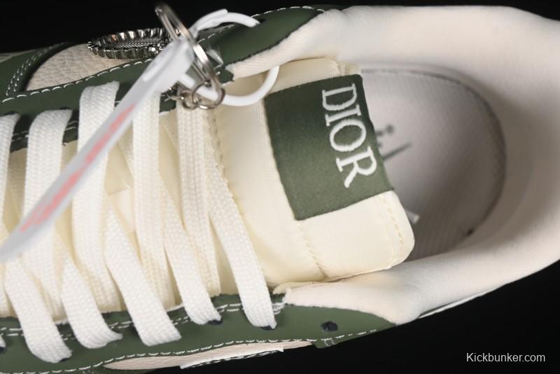 Nike Air Force 1'07 Low Dior Collaboration Dark Green Floral Swoosh Casual Sneakers - KK1988-081