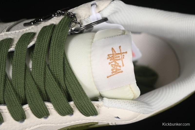 Nike Air Force 1 '07 Low Stussy Collaboration Green Swoosh Gold Embroidery Casual Sneakers - XX3168-151