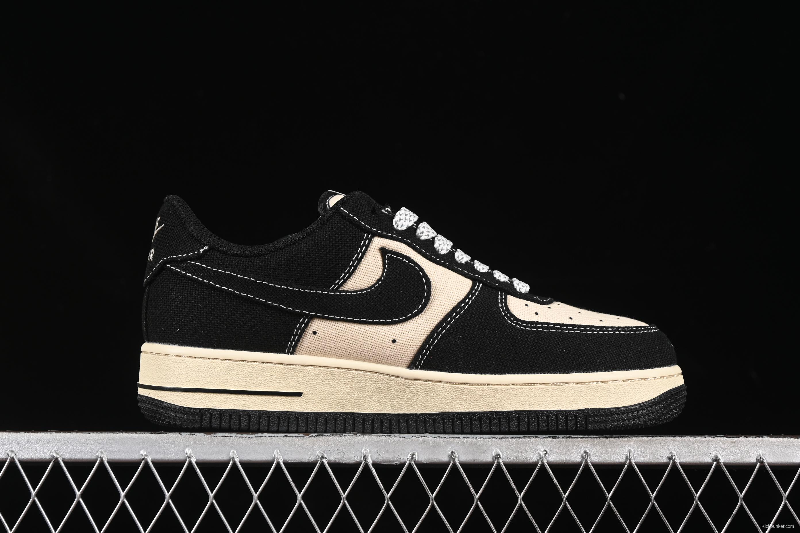 Nike Air Force 1 '07 Low Stussy Collaboration Beige Black Hemp Low-Top Casual Sneakers - XX3168-156