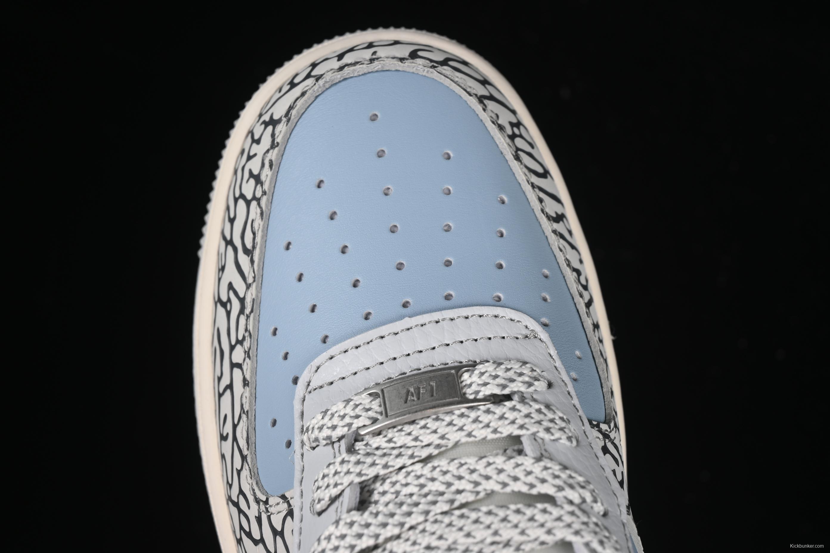 Nike Air Force 1'07 Low LV Collaboration Grey Blue Stone Texture Casual Sneakers - ZH2598-307