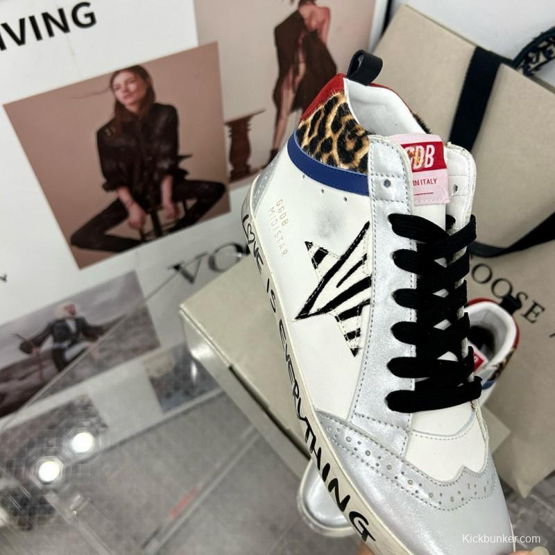 2024 Unisex GGDB White Leopard Blue Leather Suede High-Top Sneakers MJ00300