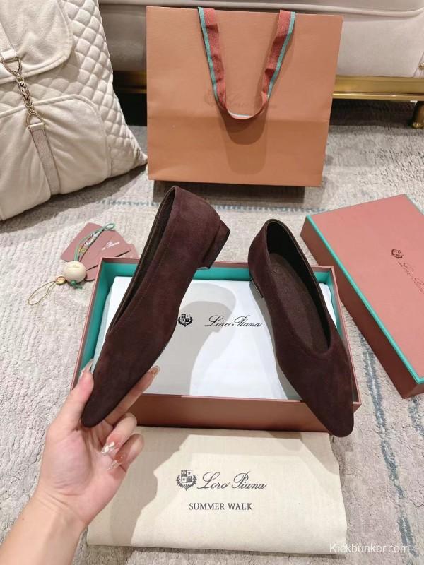 2025 Women LP Brown Suede Ballet Flat LY00320