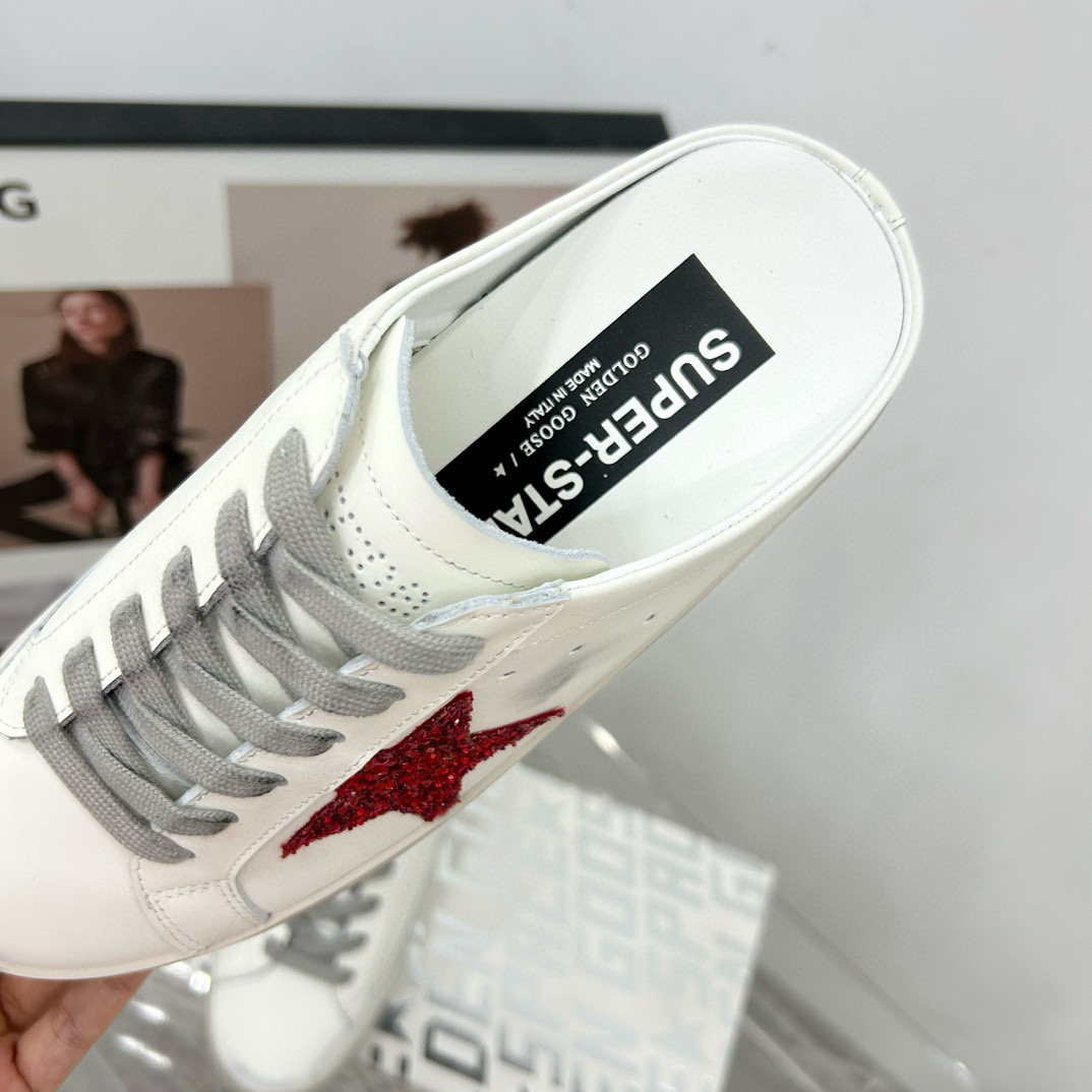 2025 Women GGDB White Red Leather Sneakers