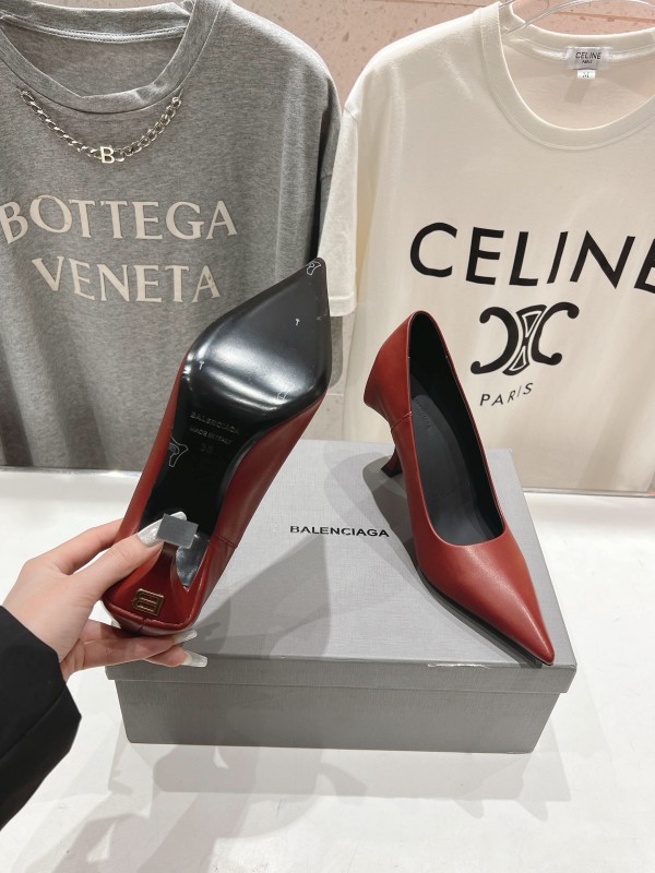 2025 Women Balenciaga Brown Leather High Heels