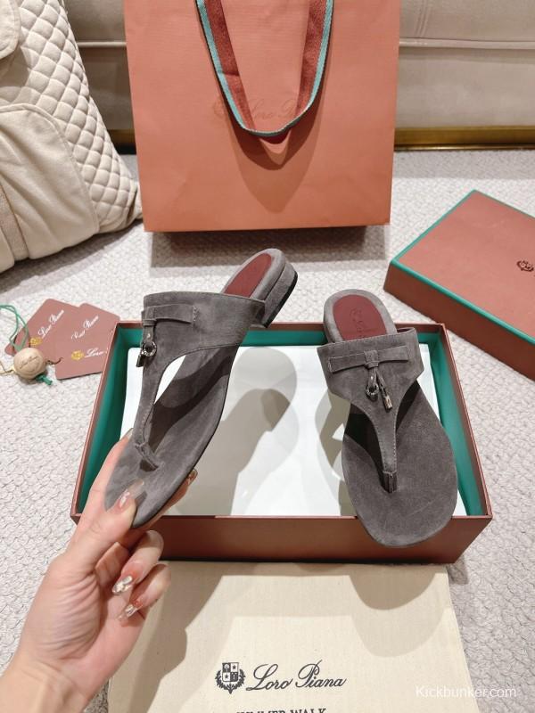 2025 LP Grey Suede Slippers LY00300